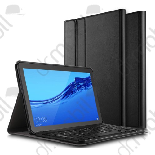 Tok álló bőr hatású Huawei MediaPad T5 10 LTE,T5 10 WIFI (bluetooth billentyűzet, asztali tartó funkció, QWERTY, angol nyelvű) fekete 